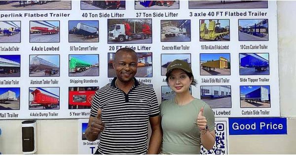 Clientes senegaleses visitan Titan Vehicle para comprar semirremolque de plataforma de 40 pies