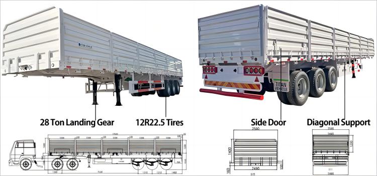 Remolque de tres ejes con puertas laterales abatibles en venta en Zimbabue