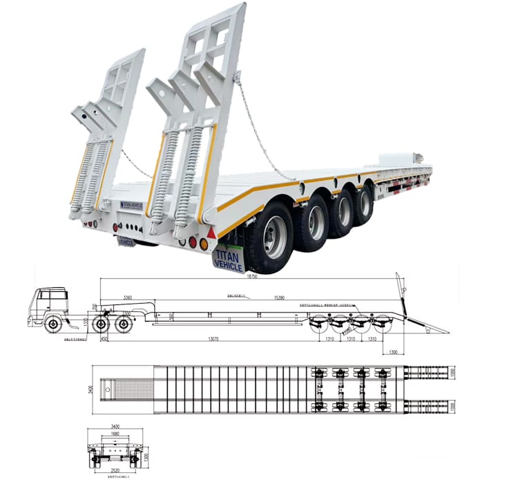 Remolque de plataforma baja de 4 ejes y 100 toneladas a la venta en Trinidad 