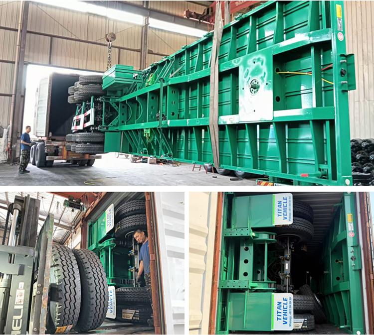 Clientes de Zimbabue visitan TITAN para comprar un remolque de plataforma de 3 ejes y 40 pies