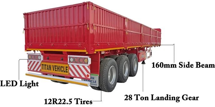 Remolque de tres ejes con paredes laterales en venta en Zimbabue