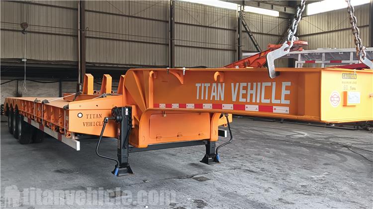 Remolque de plataforma baja de tres ejes y 60 tonos a la venta en Indonesia