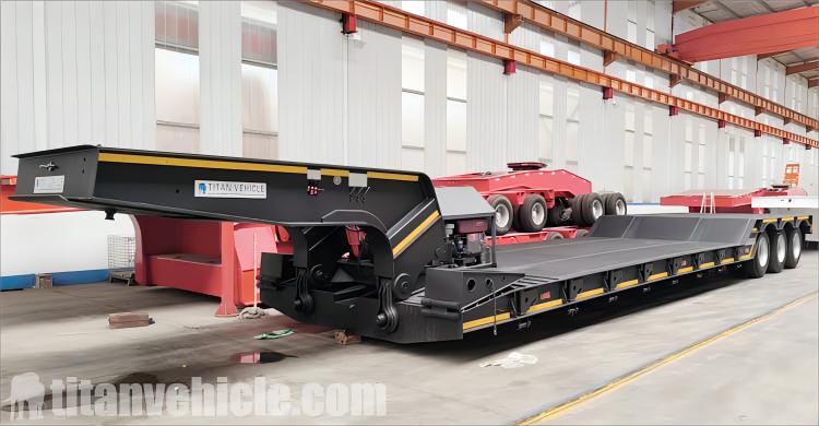 Remolque Lowboy con cuello de cisne de 3 ejes y 80 toneladas a la venta en Filipinas