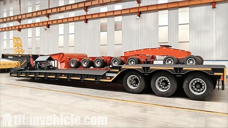 Remolque Lowboy con cuello de cisne de 3 ejes y 80 toneladas a la venta en Filipinas