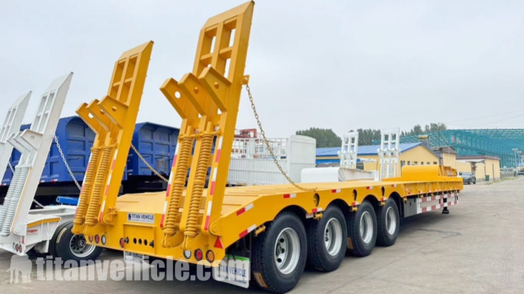 Semirremolque de plataforma baja en venta que se enviar&aacute; a Sierra Leona
