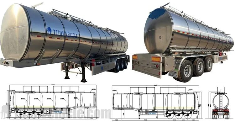 Remolque cisterna de acero inoxidable de tres ejes a la venta en los Emiratos Árabes Unidos