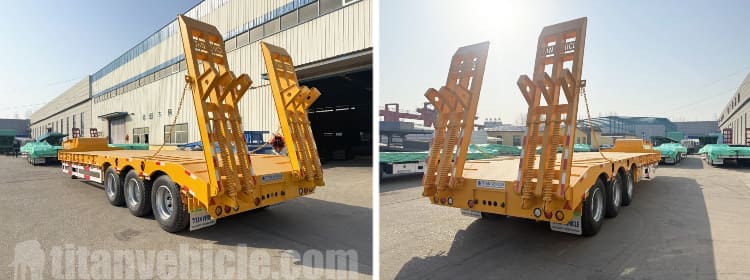 Remolque de plataforma baja de tres ejes a la venta en Ghana