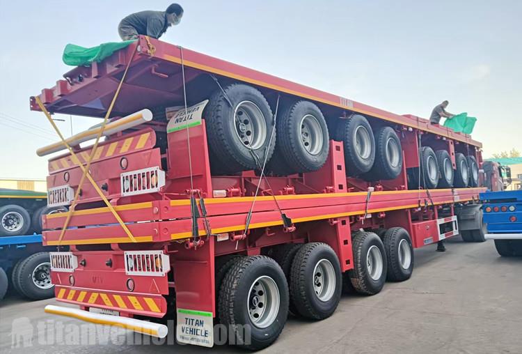 Remolques de plataforma de 4 ejes y 45 pies, listos para enviar a Ghana