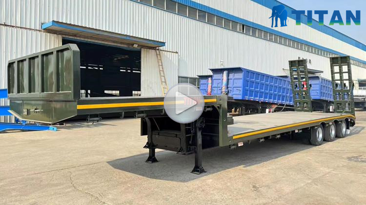 Remolque de plataforma baja de 3 ejes y 100 toneladas de tipo plano a la venta