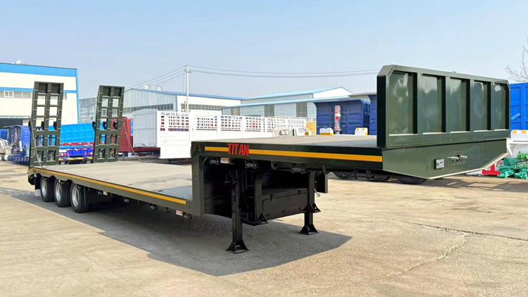 Remolque de plataforma baja de 3 ejes y 100 toneladas de tipo plano a la venta
